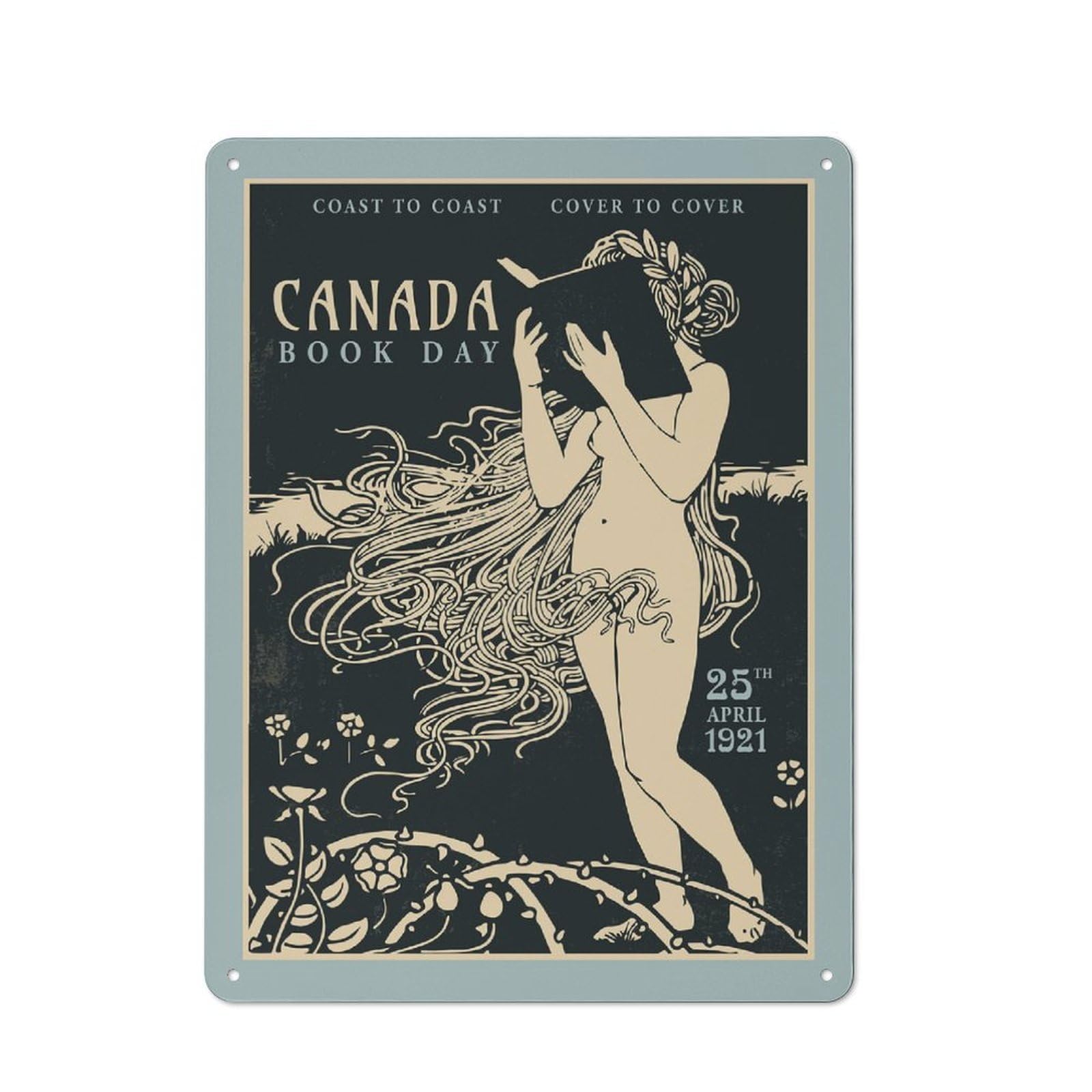 Junmoney Style-14 Tin Wall Plaque 40X30cm With Canada Book Day Vintage For Hallway Wall, A Decorative Metal Sign For Hallways And Entrance Areas