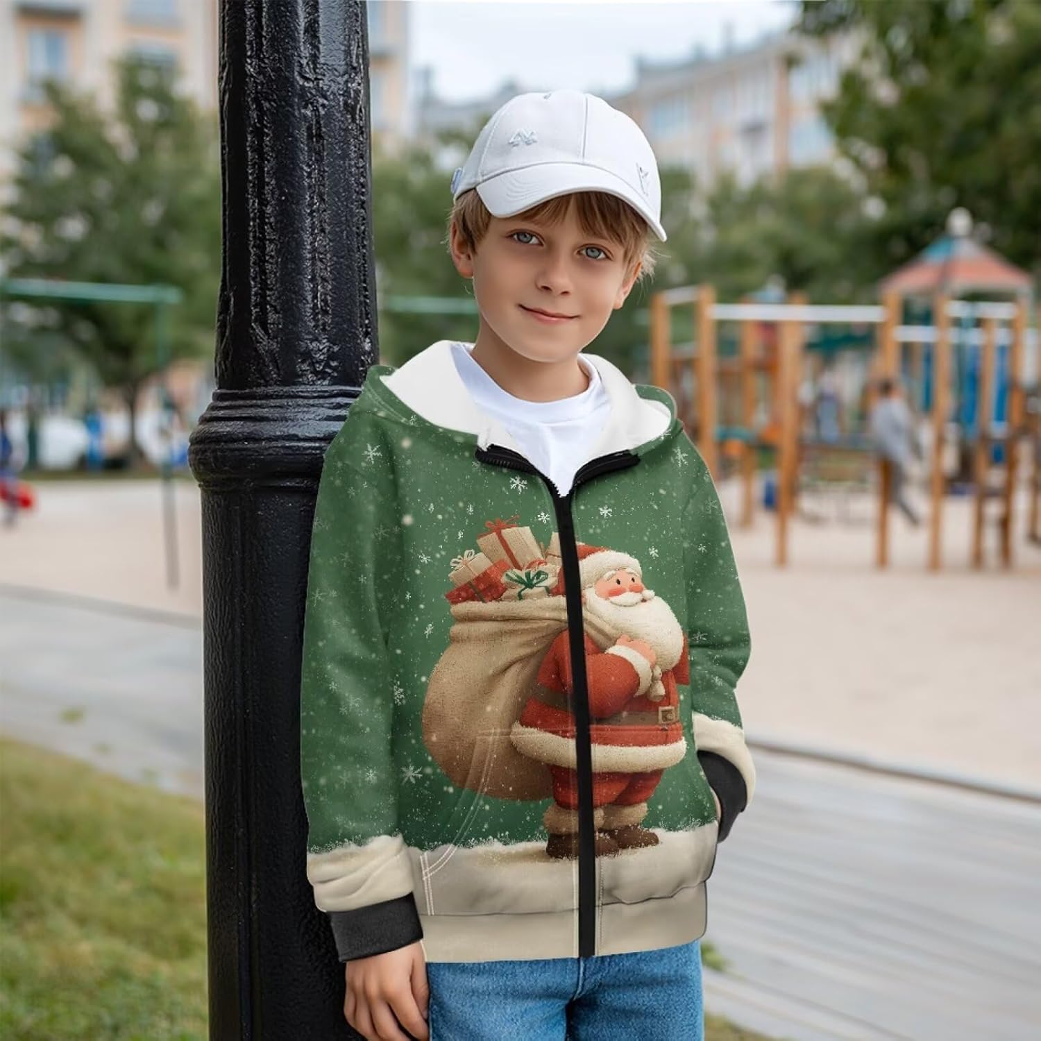 Boys Zip Up Hoodies Children Long Sleeve Cardigan Boys Pullover Jacket with Front Pocket