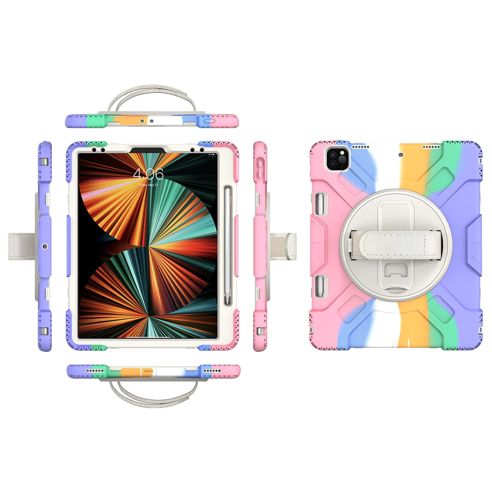 Funda para iPad mini 4 con correa giratoria 360 grados y protector de pantalla 5