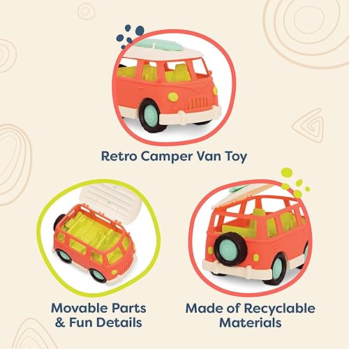 Miniatura 3 de B. toys Camper de juguete - Furgoneta retro - Camper con partes móviles - Coches de juguete para niños pequeños, niños - 12+ meses - Happy Cruisers