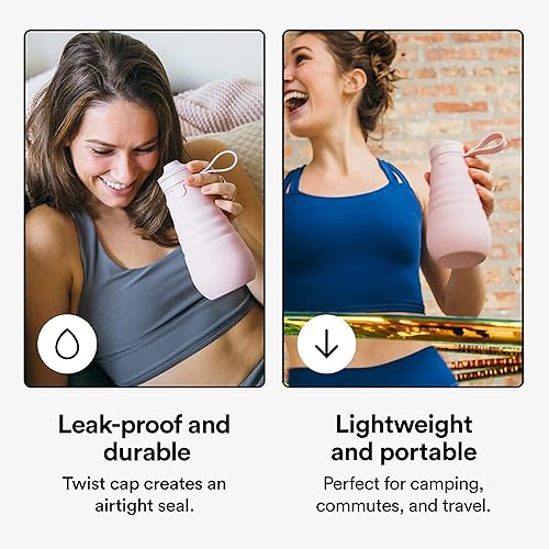 Miniatura 3 de STOJO Botella de agua deportiva plegable  Clavel, 20 oz  20.0 fl oz  A prueba de fugas reutilizable de silicona taza de viaje para bebidas calientes