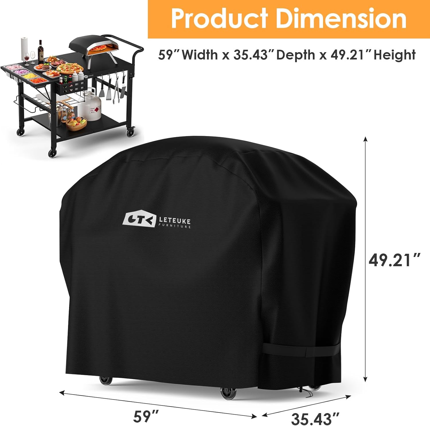 Leteuke Pizza Oven Grill Table and Table Cover for Blackstone Griddle, Outdoor Pizza Oven Stand Fits Ninja, Cuisinart, Gozney, Solo Stove, BBQ Prep Tables Station