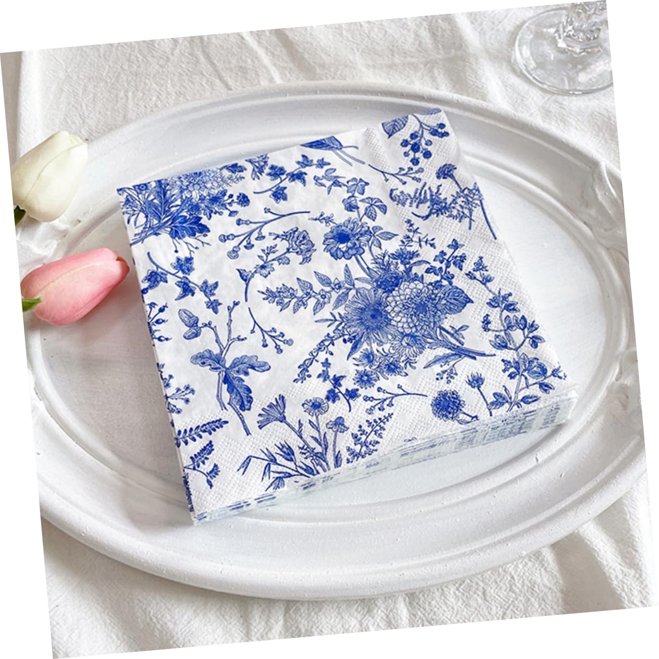 2 Series Servilletas De Postre De Porcelana Azul Y Retro Servilletas De Flores Para Bodas De Despedida De Soltera Vintage 100 piezas*2