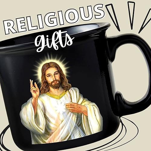 Miniatura 3 de Needzo Taza de cerámica Divine Mercy, tazas de café católicas con chaplet en la parte posterior e imagen de Jesús a todo color en la parte