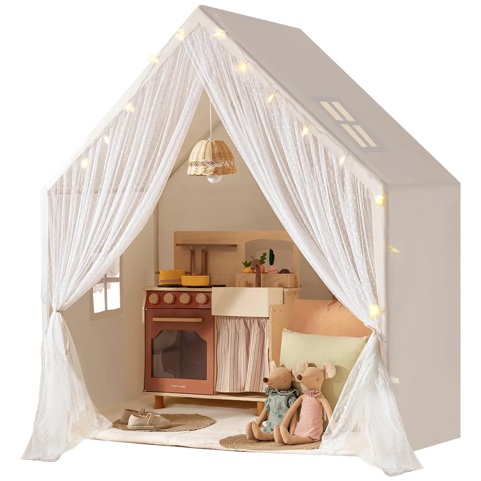 Tiny Land Kids Play Tent, Kids Tent for Girls and Boys, Indoor Playhouse for Toddlers, Large Play House | Reading Nook (Lace Play Tent)