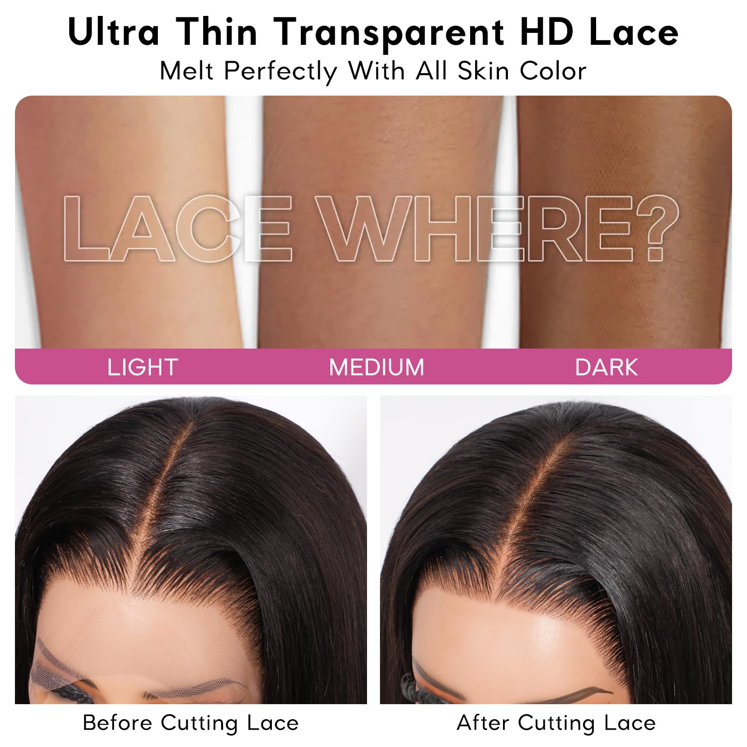 Subella 13x5 HD Lace Front Wigs Human Hair Pre Plucked Hairline with Baby Hair 220% Density 12A Transparent Straight Human Hair Wigs for Black Women (22inch)