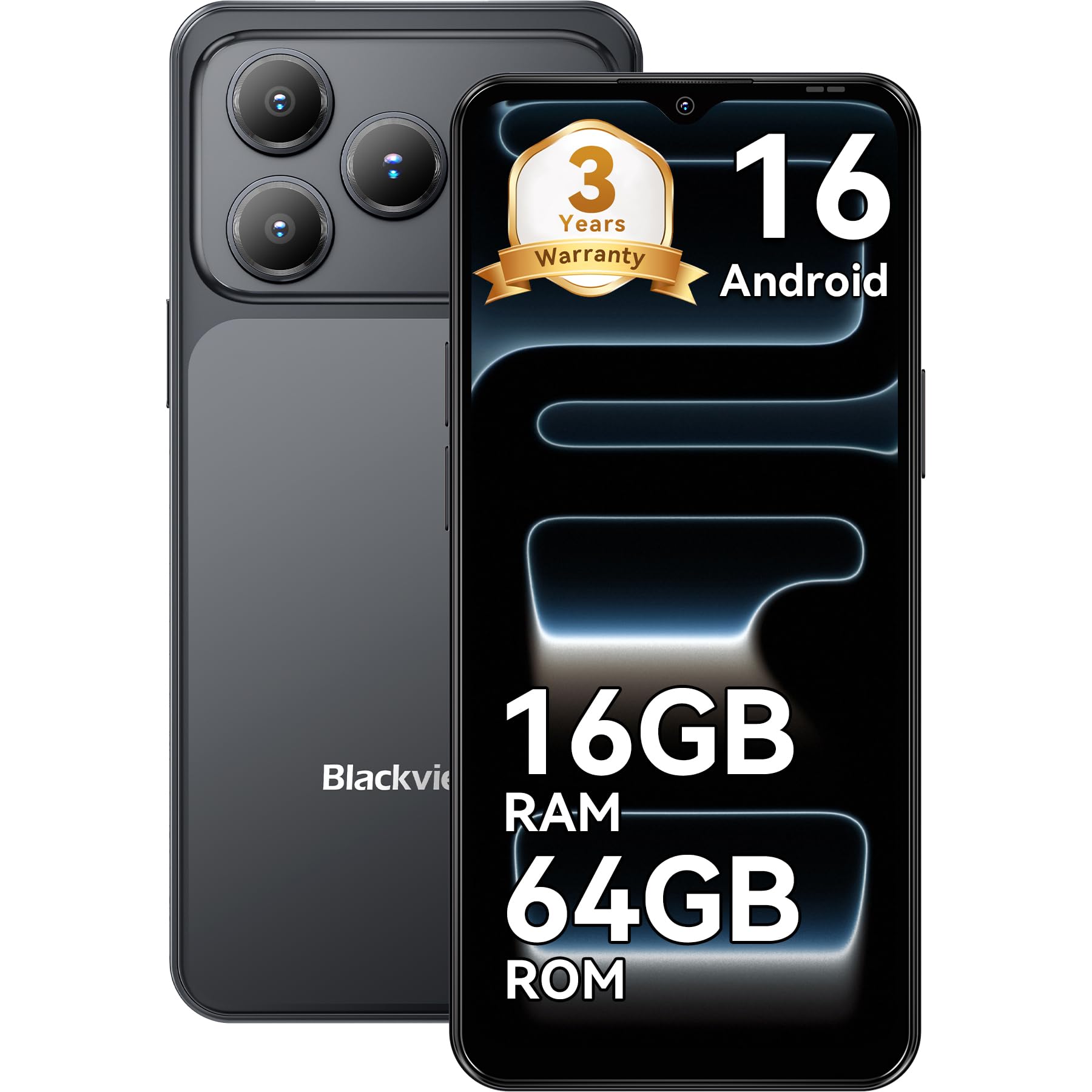 Blackview WAVE 7C Smartphone Offerta Android 16, 32MP+13MP 6.56", 16GB+64GB/2TB TF Cellulari, Telefono Cellulare Offerta 5000mAh/3.5mm/IP54/WiFi 5G/Face ID/3 Slot Per Carte,3 Anni Garanzia