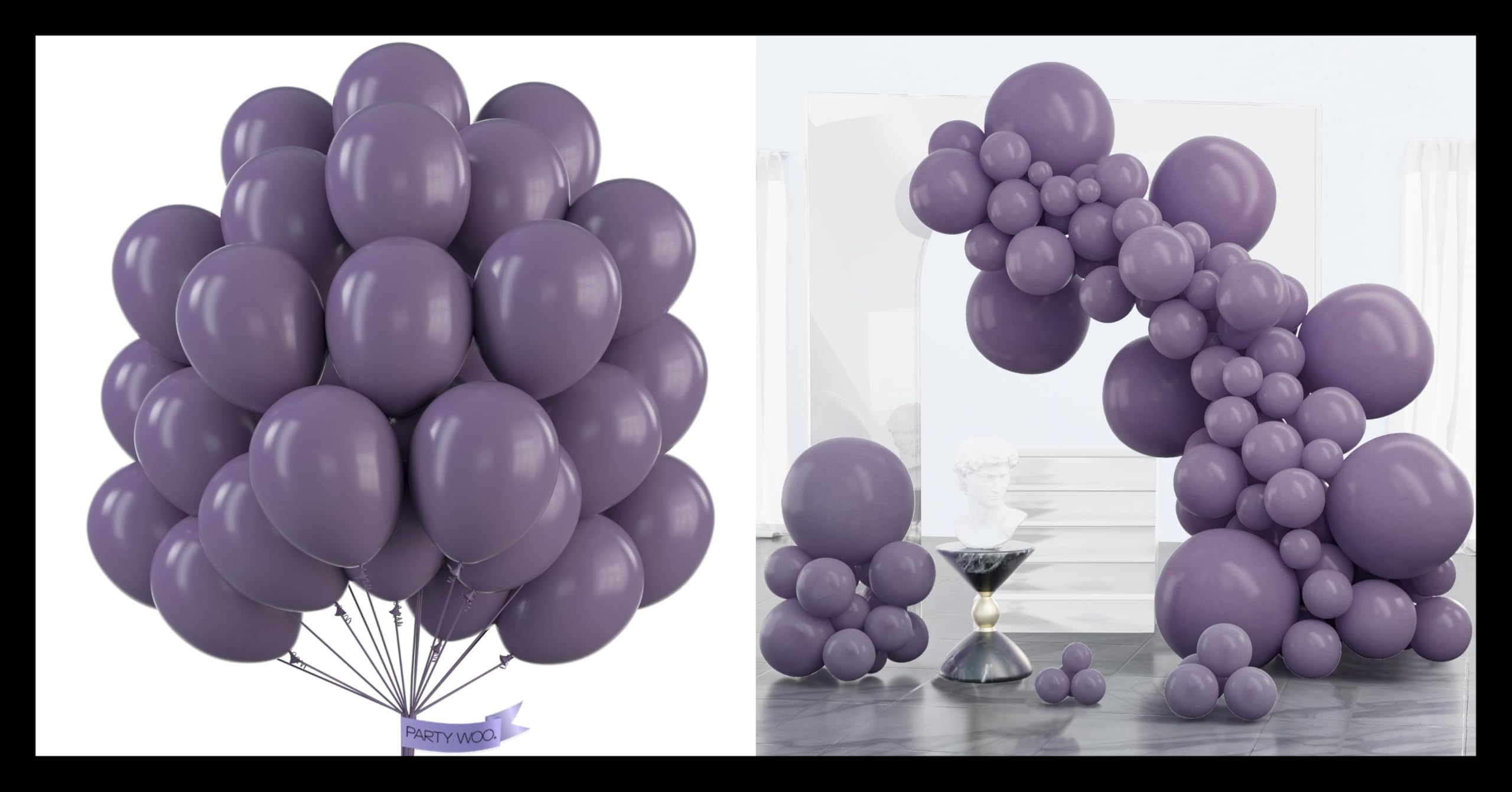 PartyWoo Dusty Purple Balloons 50 pcs and PartyWoo Dusty Purple Balloons 100 pcs