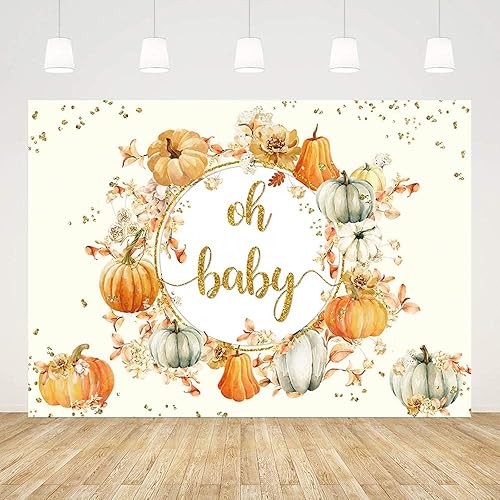 Miniatura 8 de Sendy Telón de fondo de otoño Oh Baby de 7 x 5 pies para baby shower, niños o niñas, calabazas, baby shower, fotografía, fondo, pequeña calabaza,