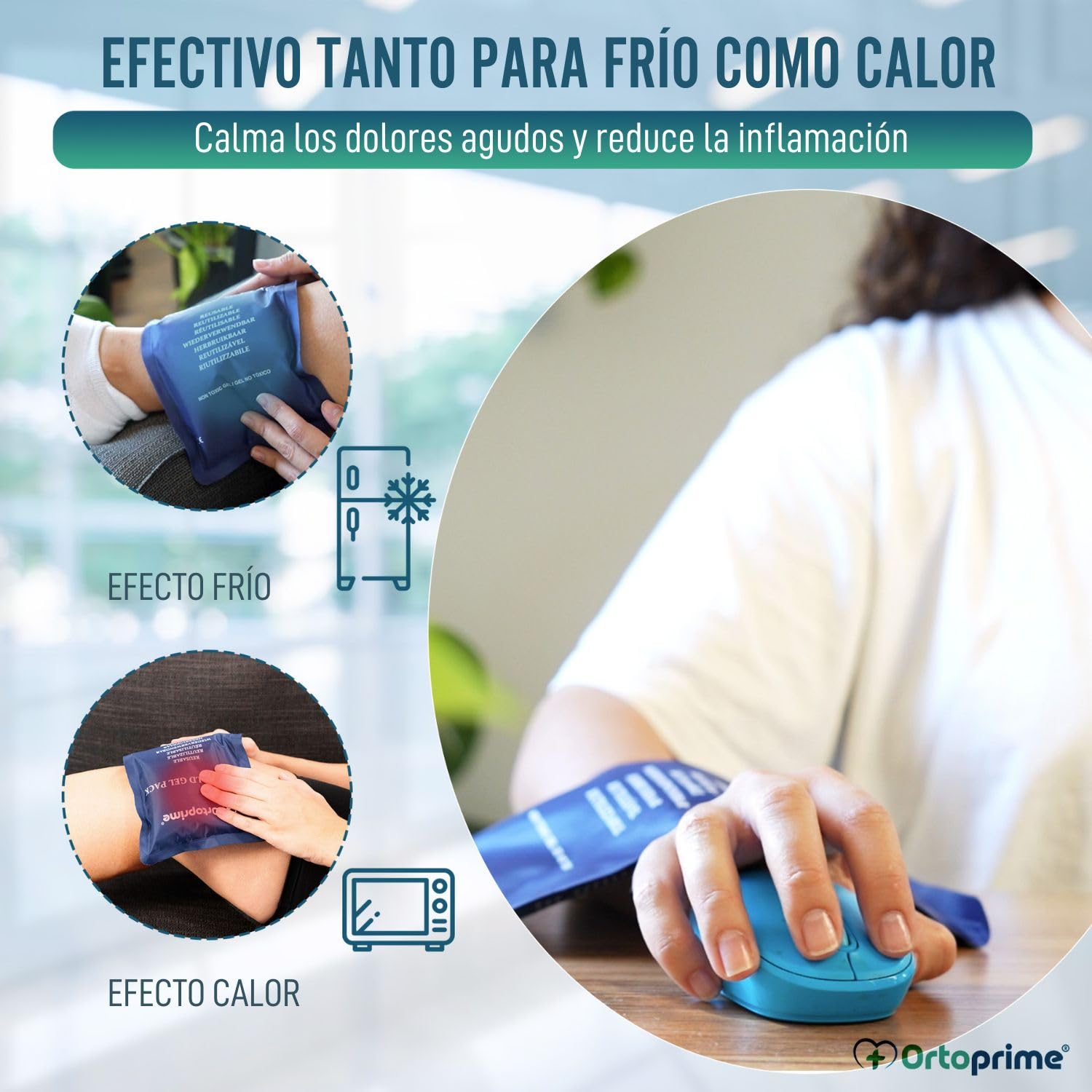 OrtoPrime PACK X2 Bolsas de Gel Frío y Calor para LESIONES Funda Protectora INCLUIDA - Bolsas Gel Frío y Calor REUTILIZABLE Bolsa frio calor Congelador y Microondas 26x15cm Cualquier Parte del Cuerpo