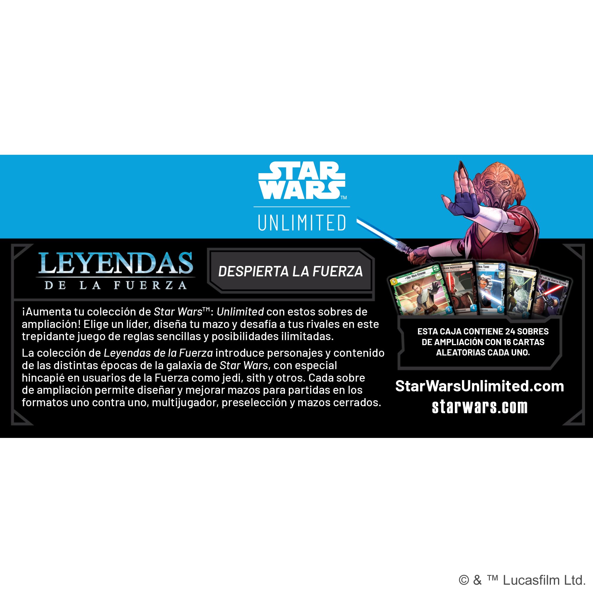 Fantasy Flight Games Asmodee SWH0502ES FFG Star Wars Unlimited, Sammelspiel, Legends of The Force, 24 Umschläge, mit 16 Karten, TCG ab 12 Jahren, für 2 Spieler, Spanisch, Mehrfarbig