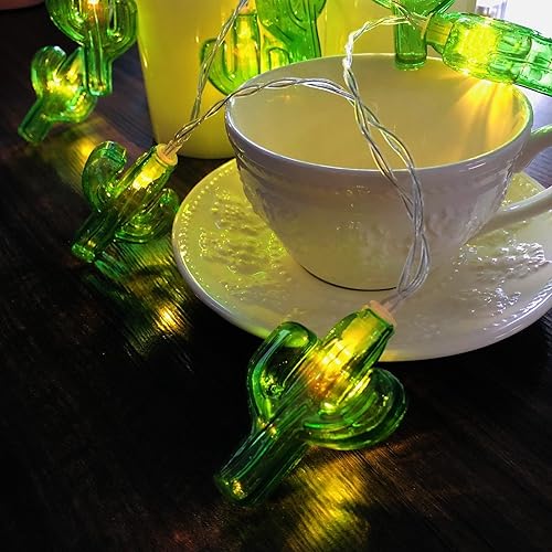 Miniatura 8 de Sezrgiu Guirnalda de luces de cactus, 10 pies9.8 ft, 20 luces LED enchufables, luces de hadas blancas cálidas para Navidad, boda, fiesta, decoración