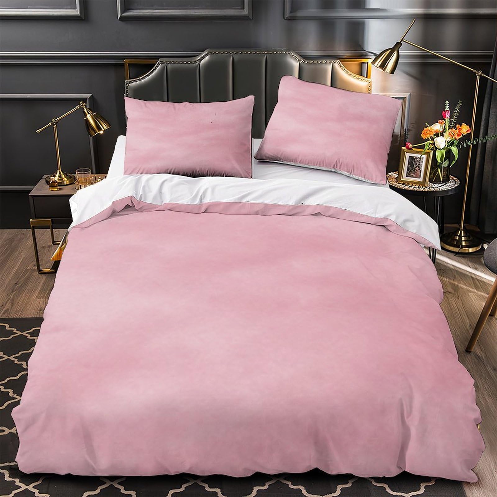 Housse de couette 140x200 rose tendre avec taie d'oreiller pour fille