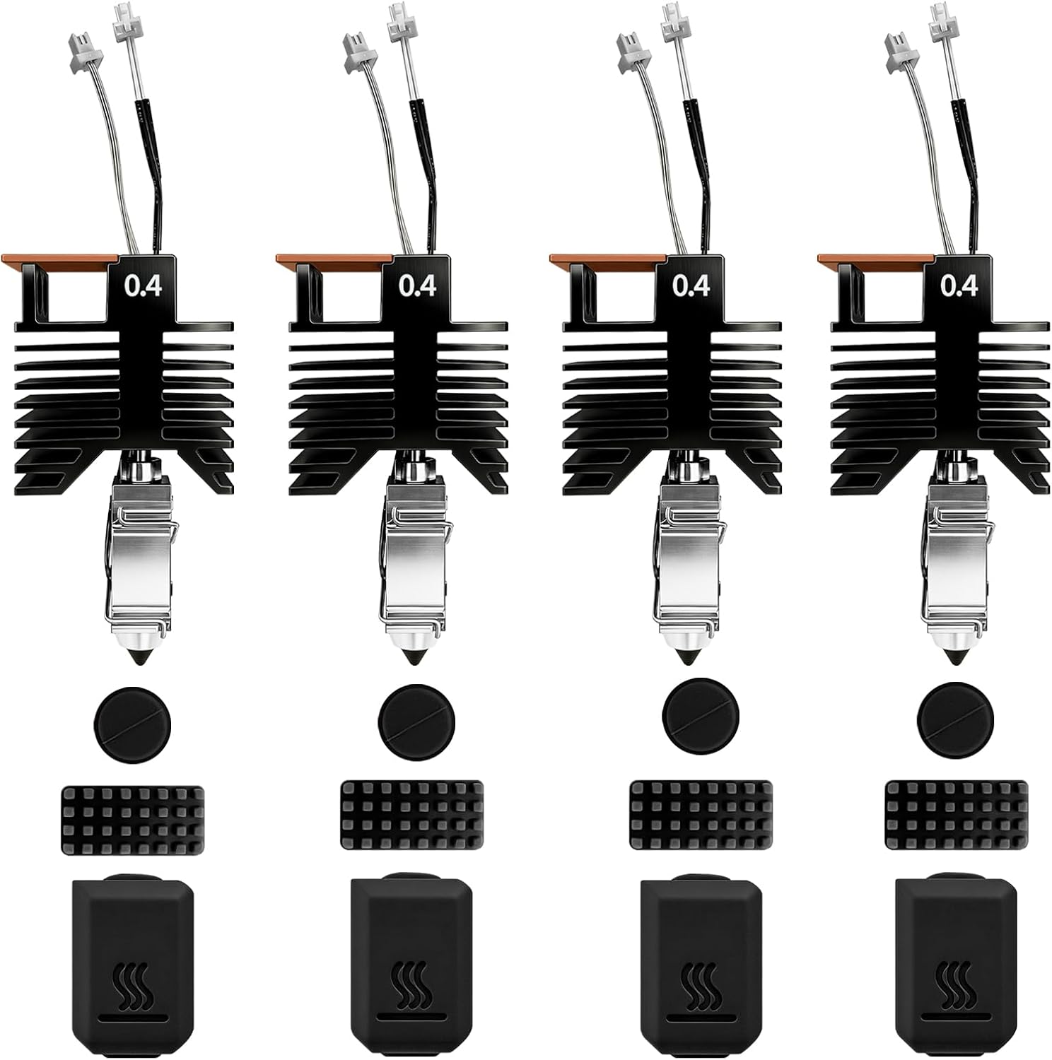 4Pcs 0.4MM U1 Hotend for Snapmaker U1 Extruder, 24V 48W Fast Heating Ceramic Hot End with Hardened Steel Nozzle, Leak-Proof Integrated Design, Replacement Hotend for Sanpmaker U1 3D Printer Parts