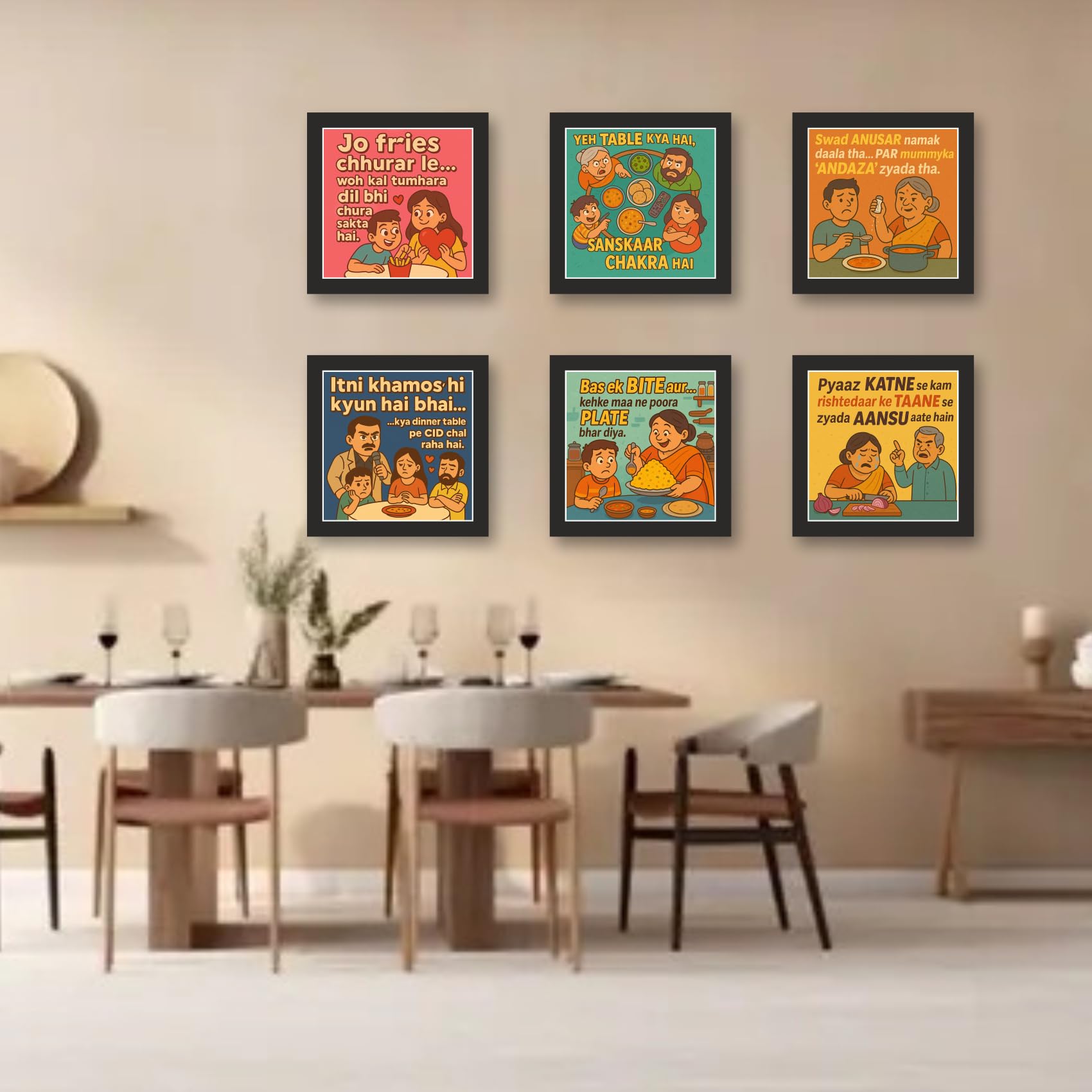 "Dine & Unwind Hilarious Table Talk Frame Set – Set of 6 – 12 in x…
