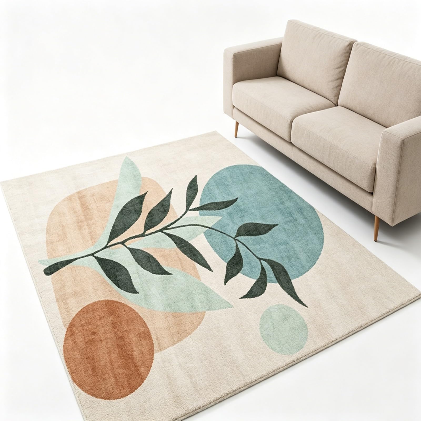 Tappeto Pavimento Foglie Botaniche Astratte, Tappetino Pelo Corto Impermeabile Antiscivolo Resistente Alle Macchie, Tappeto Durevole Spesso For Appartamento(Dark green,160X230cm)