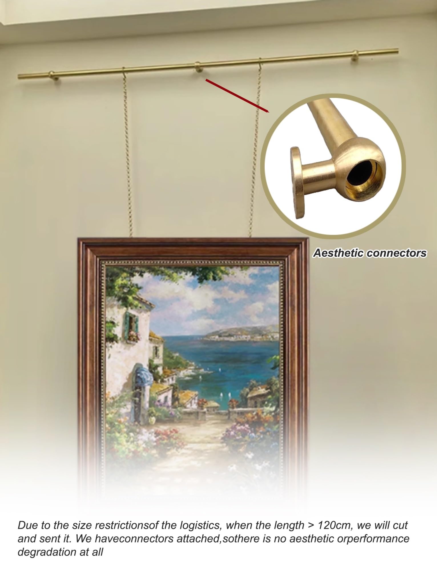 Genérico Kit de Soportes for Colgar Cuadros, Programa for Colgar Cuadros en la Pared con riel, Kit de Soportes for Cables y colgadores de Cuadros de galería(L 50cm/19.6in/1.6ft)