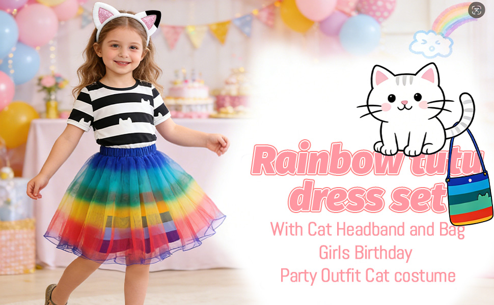 Vestido de princesa tutú arcoíris para niñas 3-8 años miniatura 7
