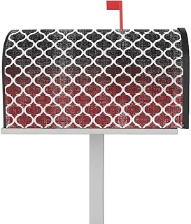 Mailbox Cover Magnetic Moroccan Gradient Pattern Mailbox Covers Standard Size 21x18in,Mailbox Covers Wrap Post Letter Box Cover for Garden Yard Outdoor Decor Retro Red Black White
