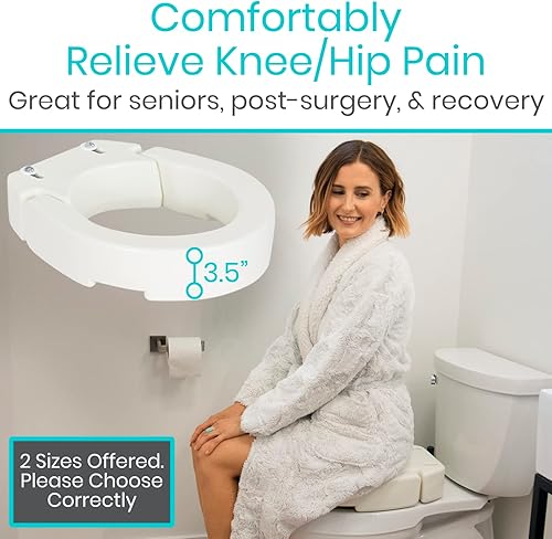 Miniatura 2 de Vive Elevador de asiento de inodoro, mango elevado (fácil de limpiar) para personas mayores, ancianos, discapacitados - Funda de cojín para silla de