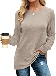 Jescakoo Long Sleeve Shirt Women Fall Tunic Tops Crewneck Business Casual Clothes Trendy S-XXL
