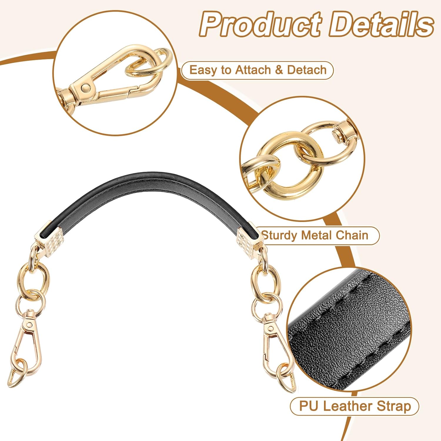 uxcell Leather Purse Handle, 2Pcs 30.5cm/12" PU Purse Replacement Strap for Women's Handbag Underarm Bag Tote (Black)