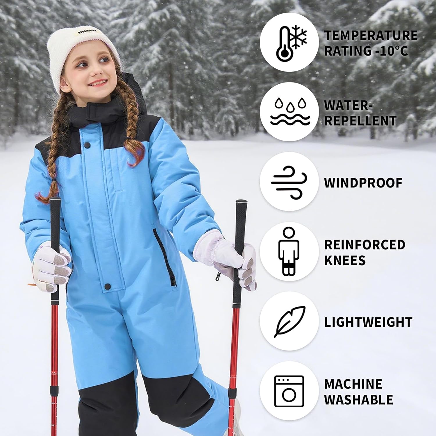 Owntop Kids Toddler Snow Suit One Piece for Boys Girls Lightweight Insulated Ski Suit Windproof Hooded Snowsuit Baby Jumpsuit - Image 3