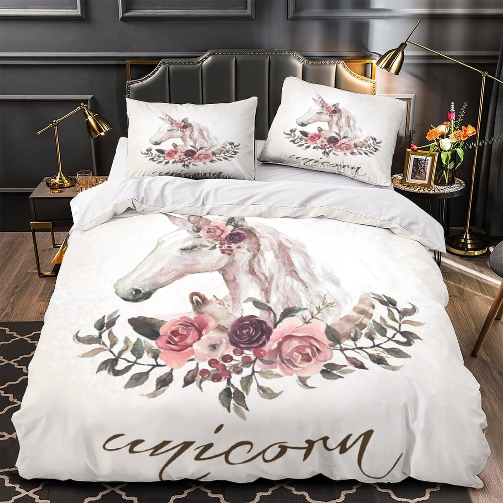 Drap de couette licorne grand lit pour chambre d'enfant et ado moderne