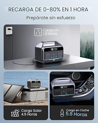 Miniatura 4 de Estación de energía portátil de 600 W (sobretensión de 1200 W), generador solar de 576 Wh (180,000 mAh), batería LFP de carga rápida de 1 hora,