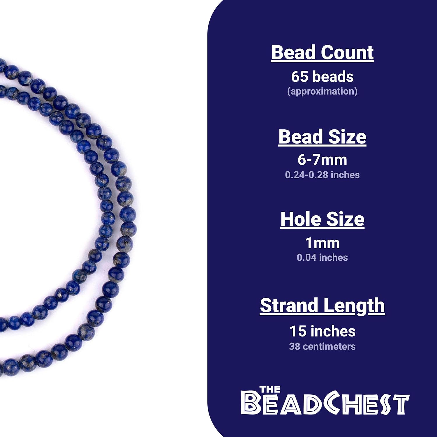 The Bead Chest Natural Round Lapis Lazuli Beads (6mm) from Afghanistan