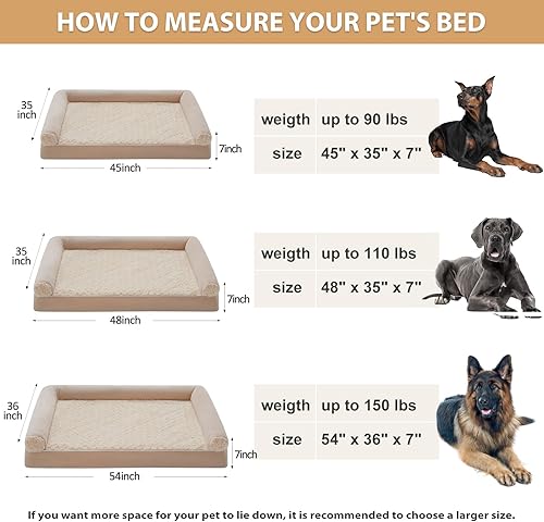 Vista 58 de BFPETHOME - Camas ortopédicas para perros grandes, cama para perros medianos y grandes, sofá impermeable para mascotas con funda extraíble y lavable