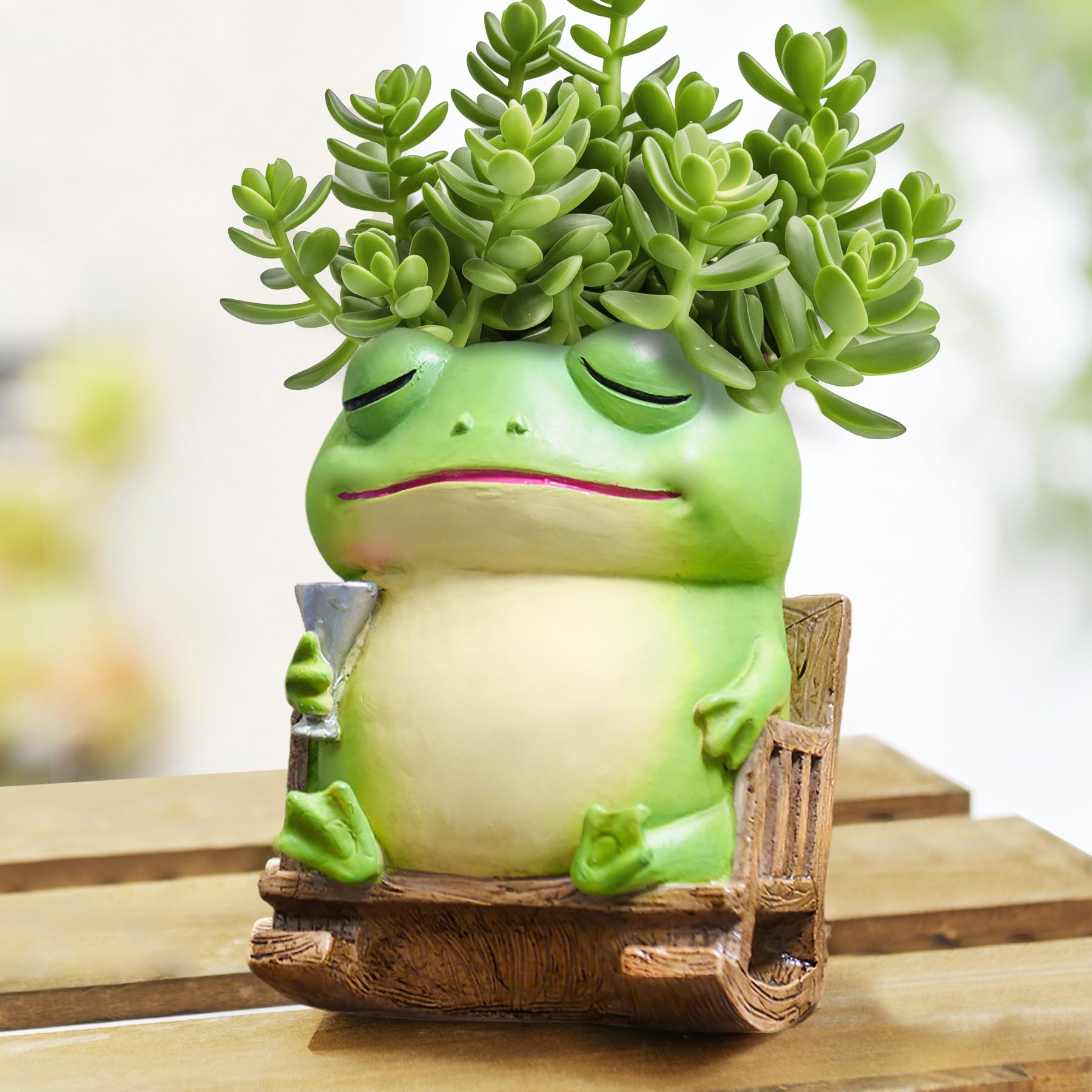 Saysmile Rocking Chair Frog Plant Pot