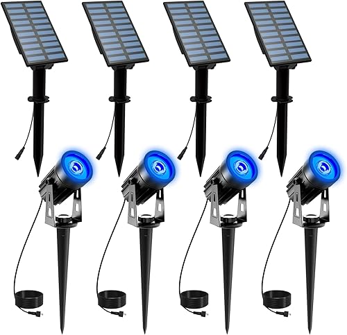 Miniatura 26 de T-SUNUS - Foco solar para jardín al aire libre, 4 en 1, luces solares IP65, impermeable, cable de 9.8 pies, panel solar separado de 5 W,