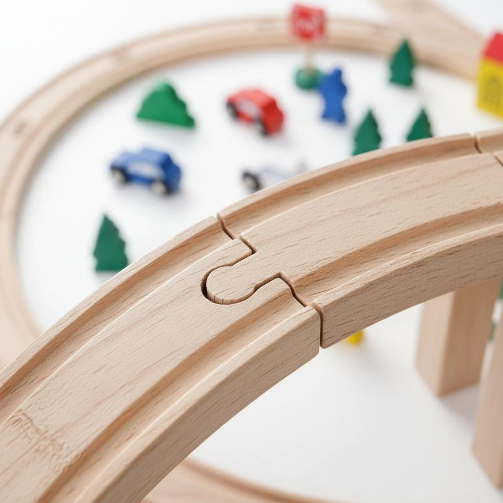 Educational Blocks Binari Ferroviari di Legno con Veicoli Edifici Metropolitani Figure Scenari di Costruzione Realizzato in Legno Favorisce La