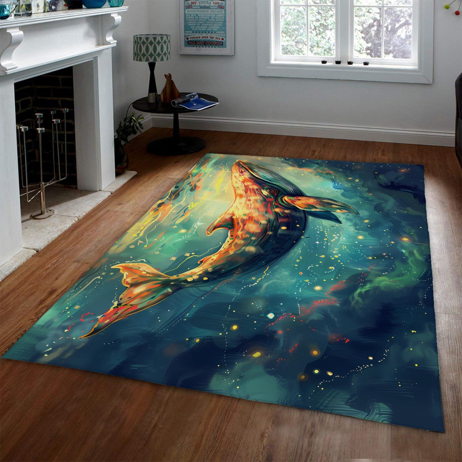 Alfombras modernas del área del sueño lindas alfombras de delfines para niños Dibujos animados de ballenas Patrones de animales Alfombras antideslizantes de la habitdecor del dormitorio 160x220cm