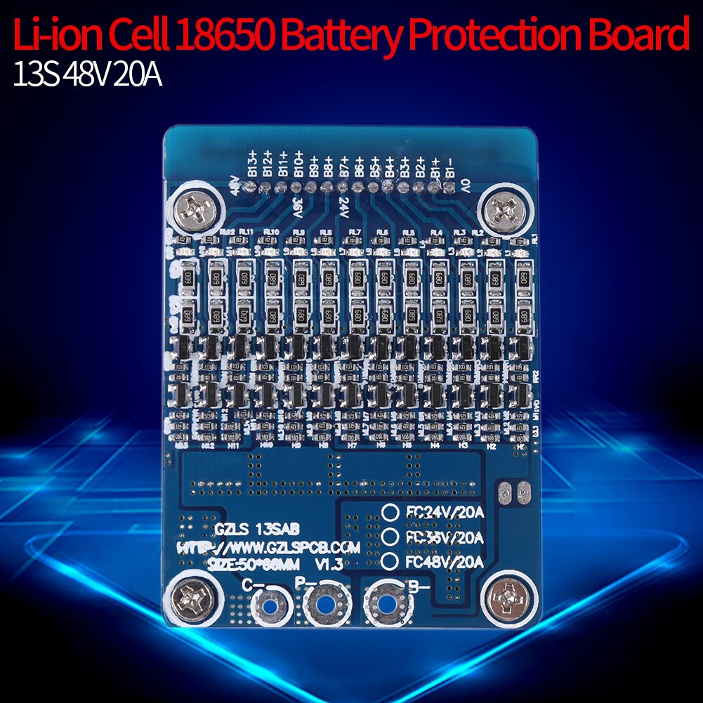 Lithium Battery Board, 48V 20A Li-ion Cell Battery PCB Board with Balance Function for 13 Series Cell Li-ion Batteries Charing Control and