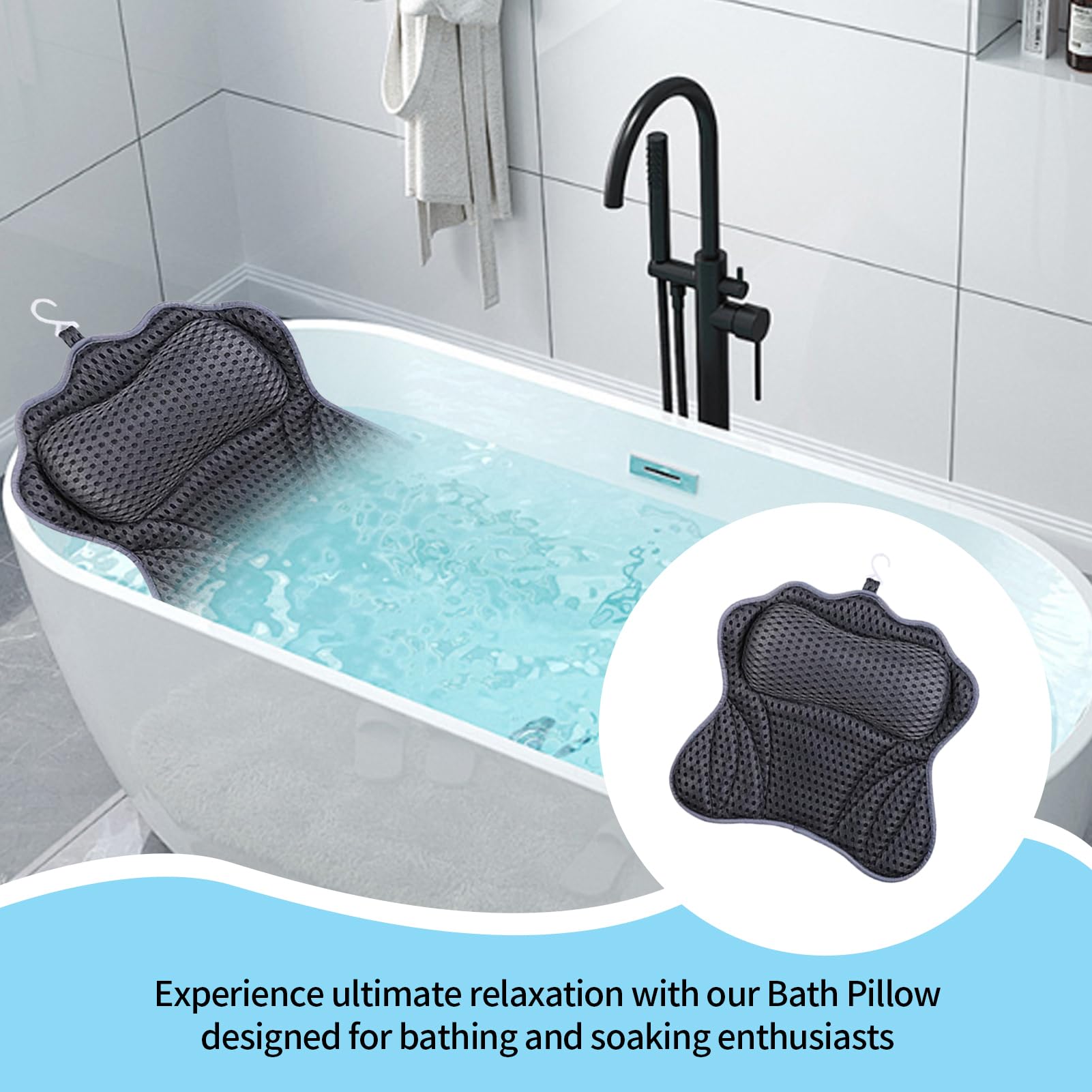 Bañera de baño, Soporte de Cabeza Suave Relax SPA para hidromasaje – Soporte para Cabeza y Cuello para Relajarse en la bañera Ducha y SPA doméstico