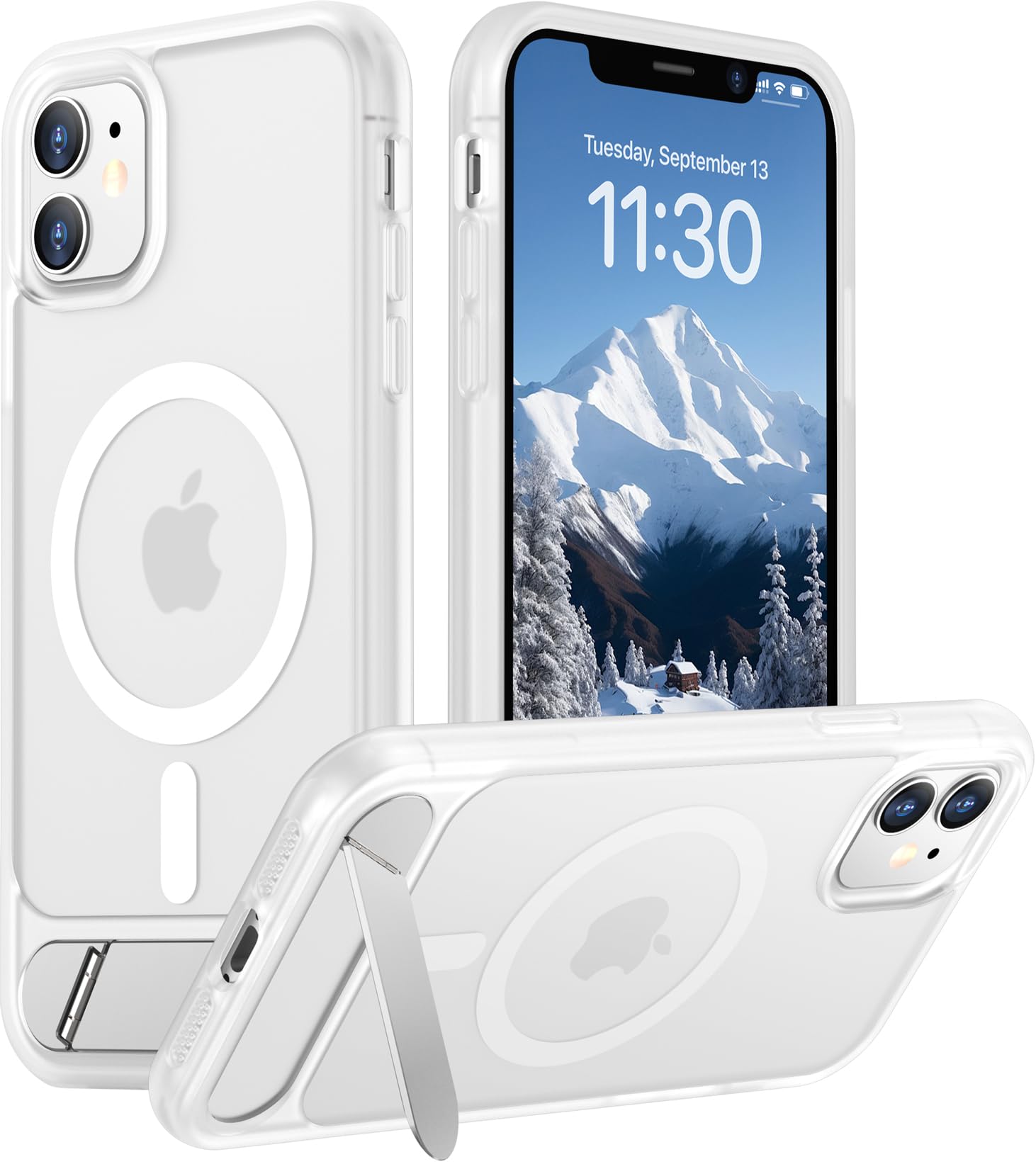 Temdan Magnetic Compatible with iPhone 11 Phone Case, [Built-in Invisible Kickstand][Compatible with MagSafe] [Military Grade Shockproof] Slim Translucent Matte Phone Case for iPhone 11 6.1"