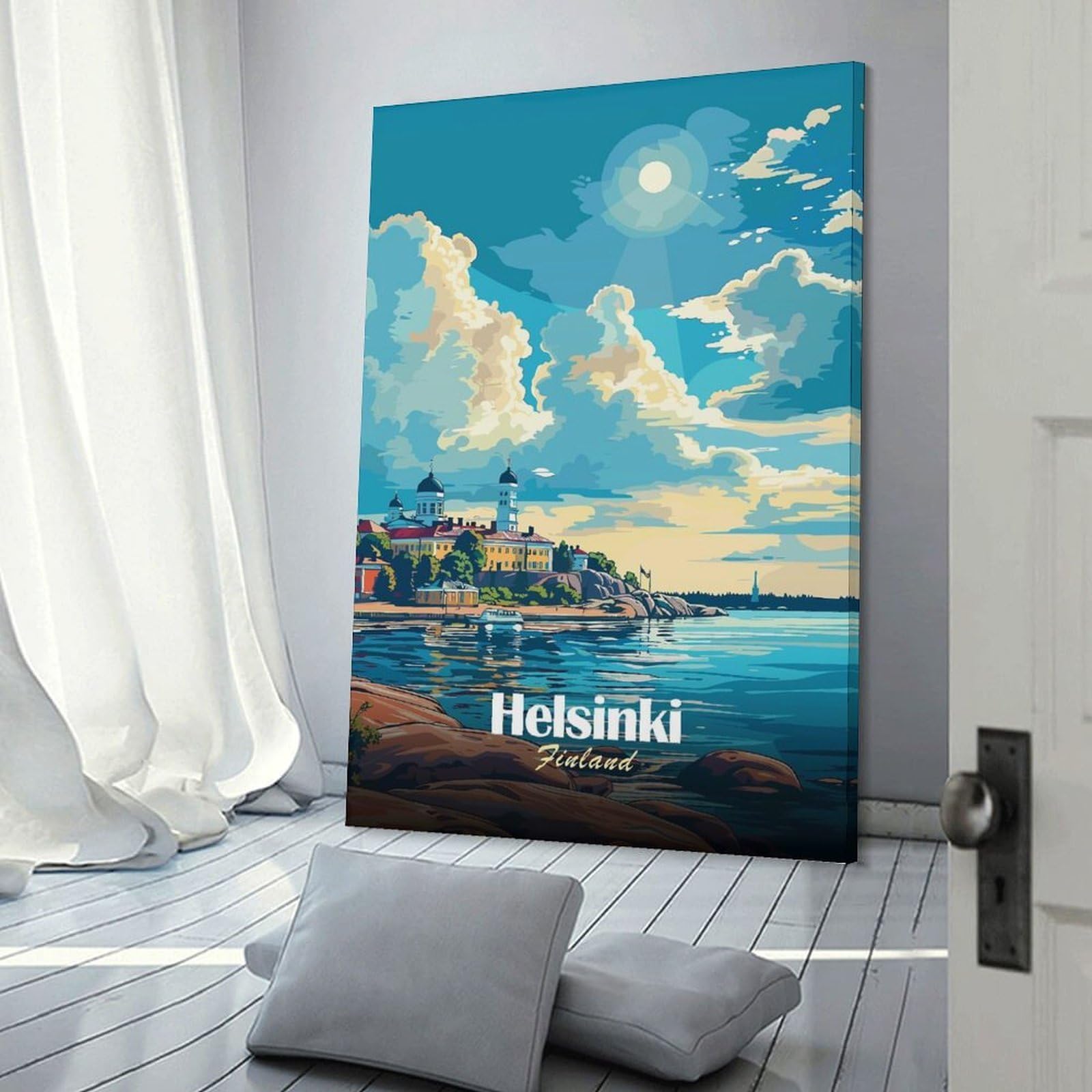 Junmoney Frame-Style-2-2 Helsinki Finland Travel (2) Wall Art Print, 16X24inch(40X60cm), For Office, Study Or Home Workspace, Decorative Artwork For Productive Spaces