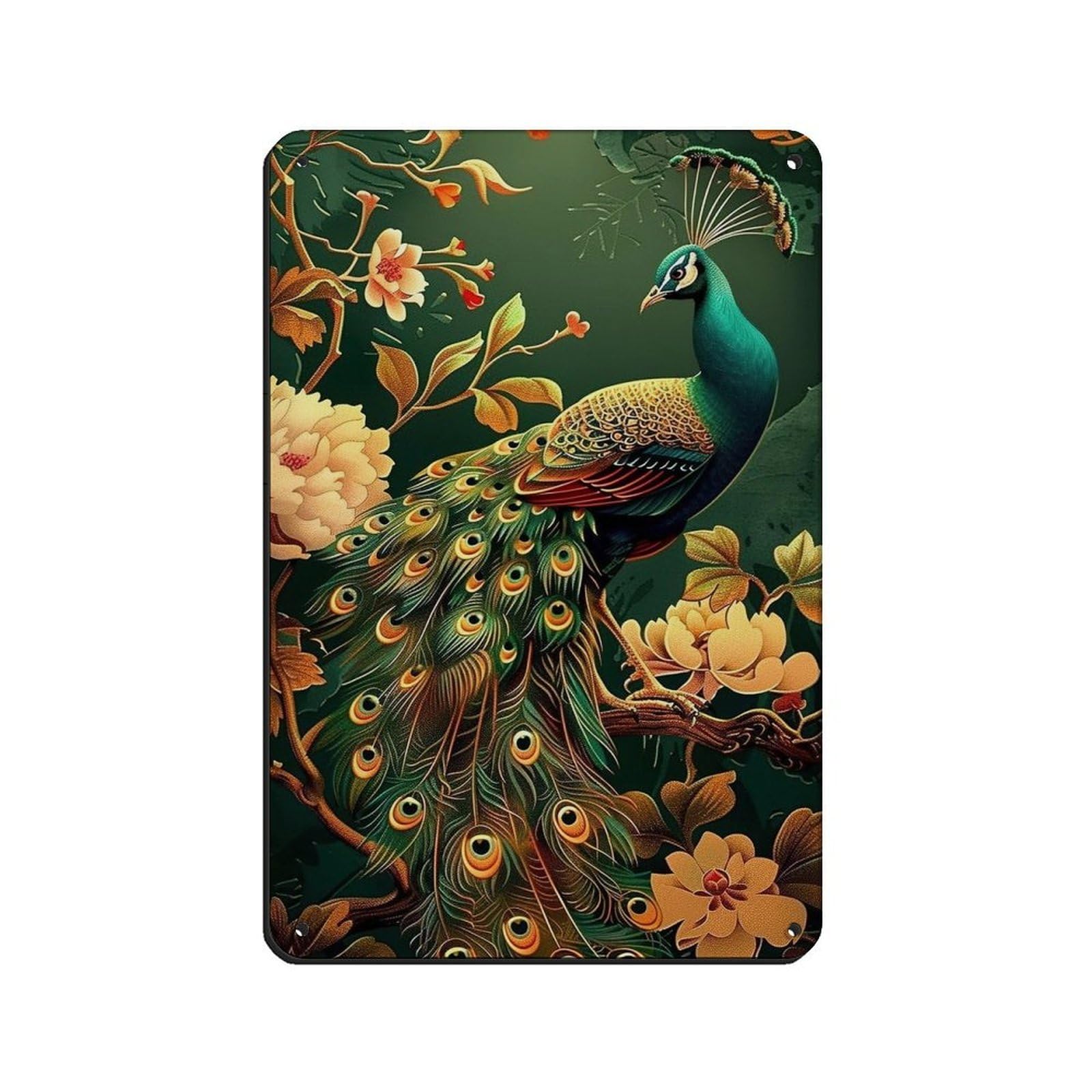 Vintage Peacock Painting Poster (2) Retro Poster Metal Tin Sign Chic Art Retro Iron Painting Bar People Cave Cafe Family Garage Poster Wall Decoration 8x12inch(20x30cm)