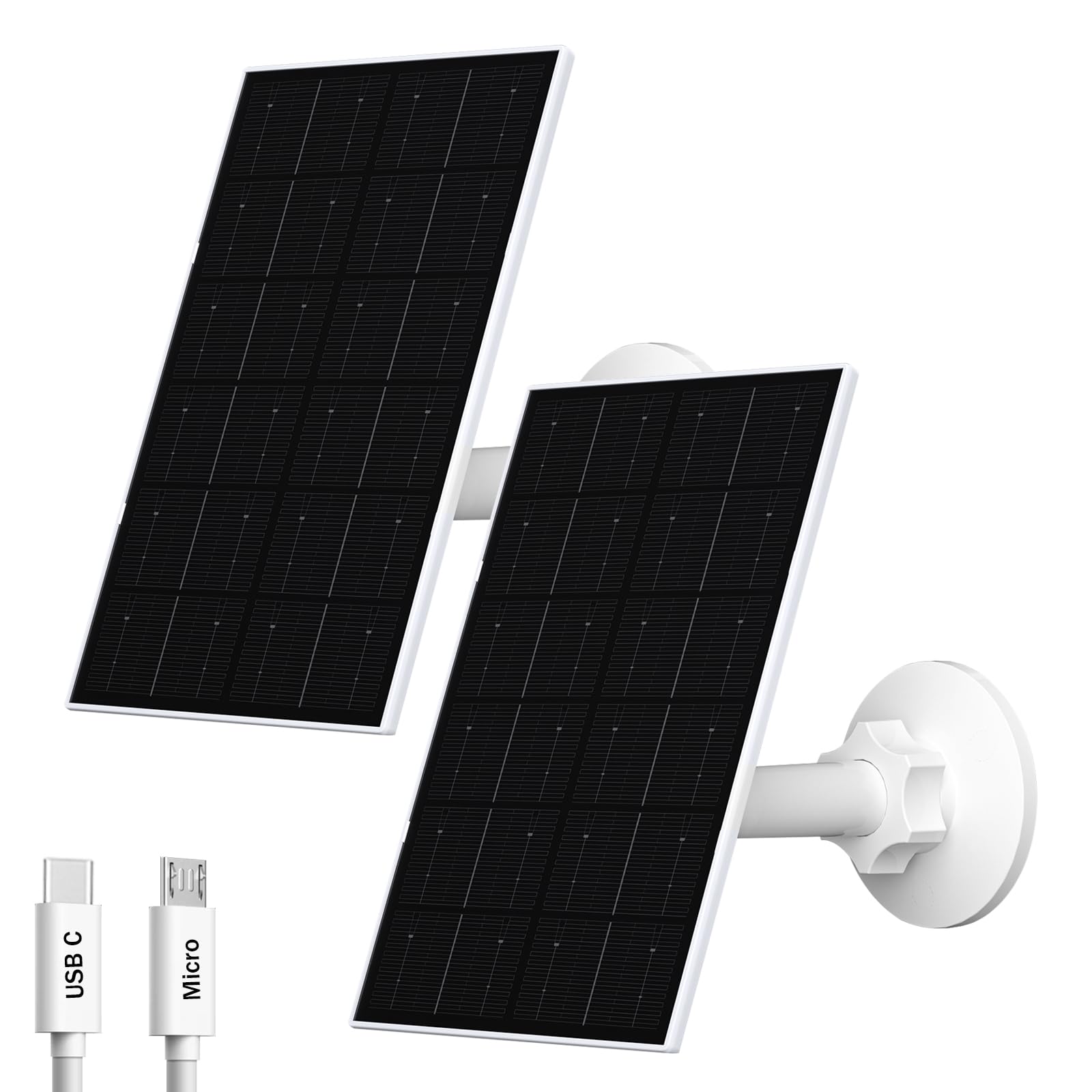 Zivif Pannello solare da 4 W per telecamera di sicurezza, pannello solare USB per fotocamera, caricatore per batteria ricaricabile, caricatore solare per telecamera di sicurezza (confezione da 2)