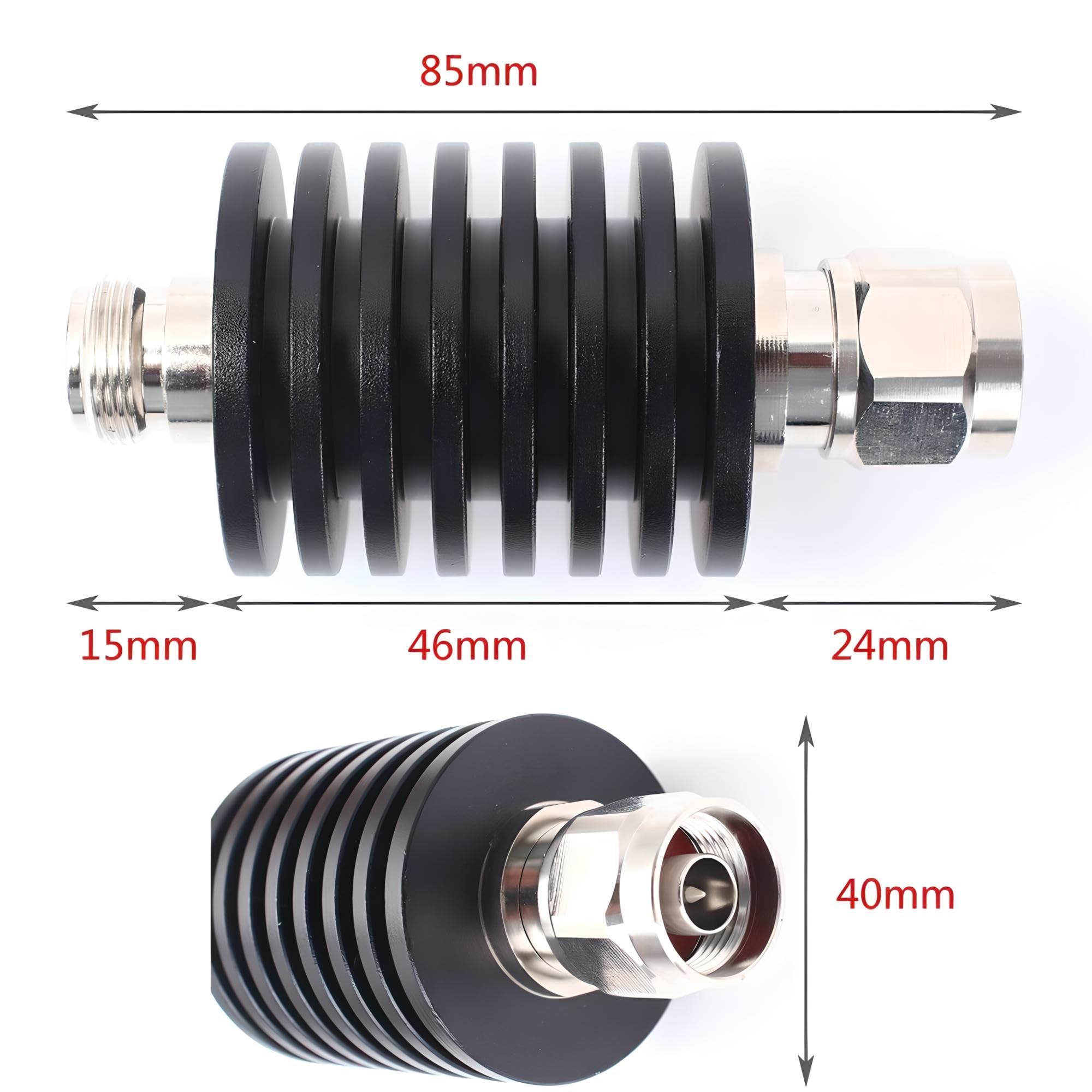BECEN Attenuatore 40DB 25W N, attenuatore da 25 Watt 50 Ohm da CC a 3Ghz, attenuatore RF (40DB)