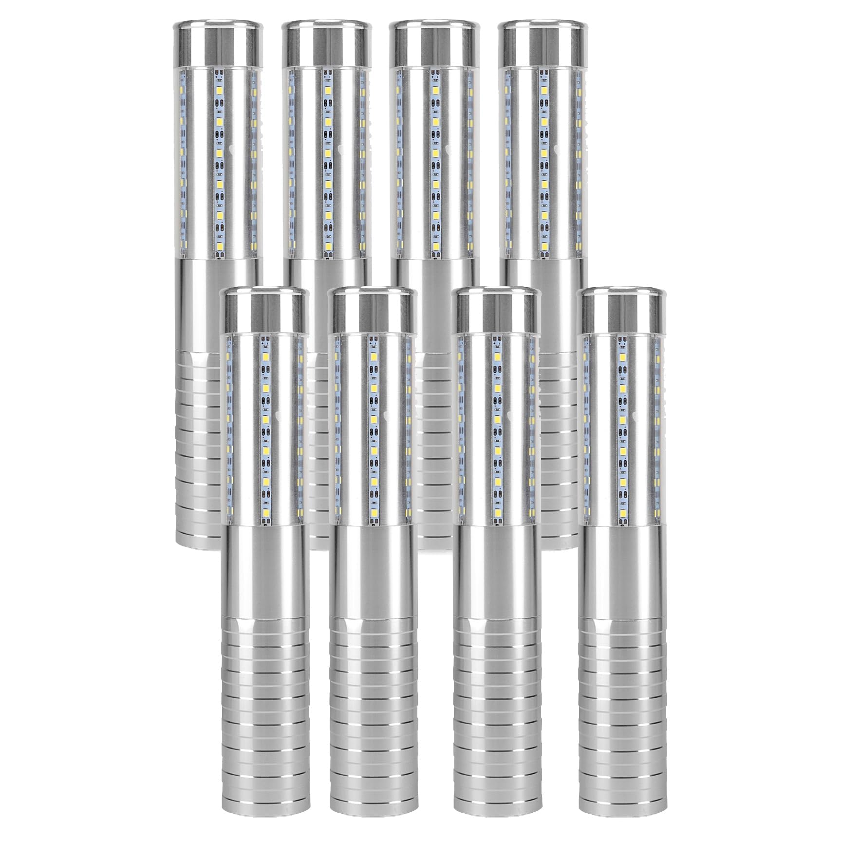 8 LED stroboscopici per servizio di bottiglie, luce ricaricabile, luce a mano, lampada luminosa a LED fluorescente per discoteche, karaoke, matrimoni, feste, forniture di attività (Argento). 8 pezzi.