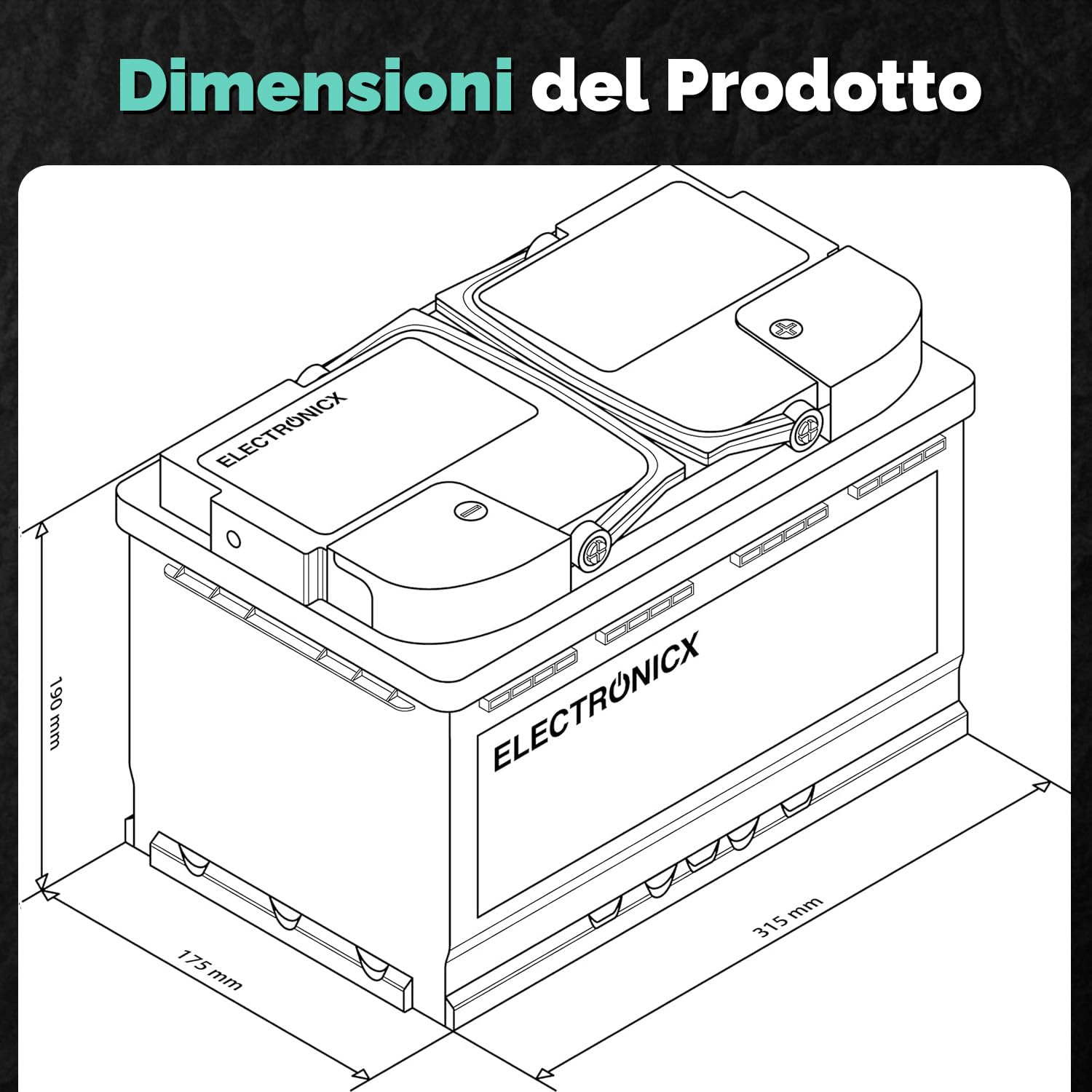 Electronicx Batteria di alimentazione GEL Caravan Extreme 12V 110Ah – 315x175x190 mm – Barca, van, camper, roulotte, batteria da campeggio – polo positivo a destra – senza manutenzione