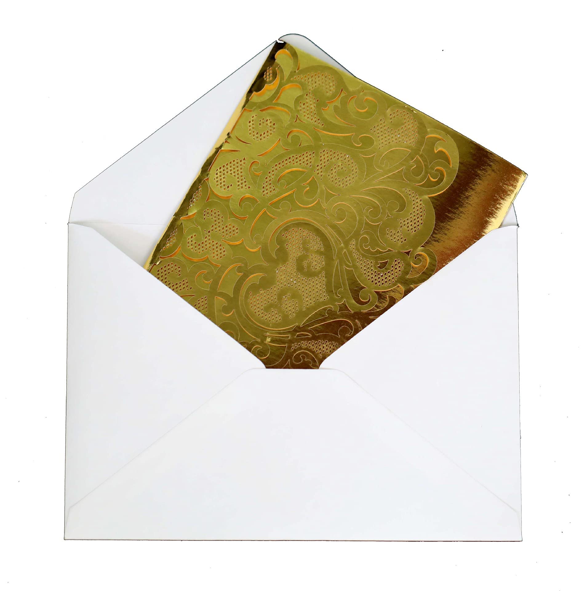 10set 3D Pop Up Sposa e Sposo Bianco Biglietto di invito di nozze Taglio Laser Tasca Floreale Inviti di Fidanzamento con Busta e Carta Interna (Oro), 18 x 12,5 cm