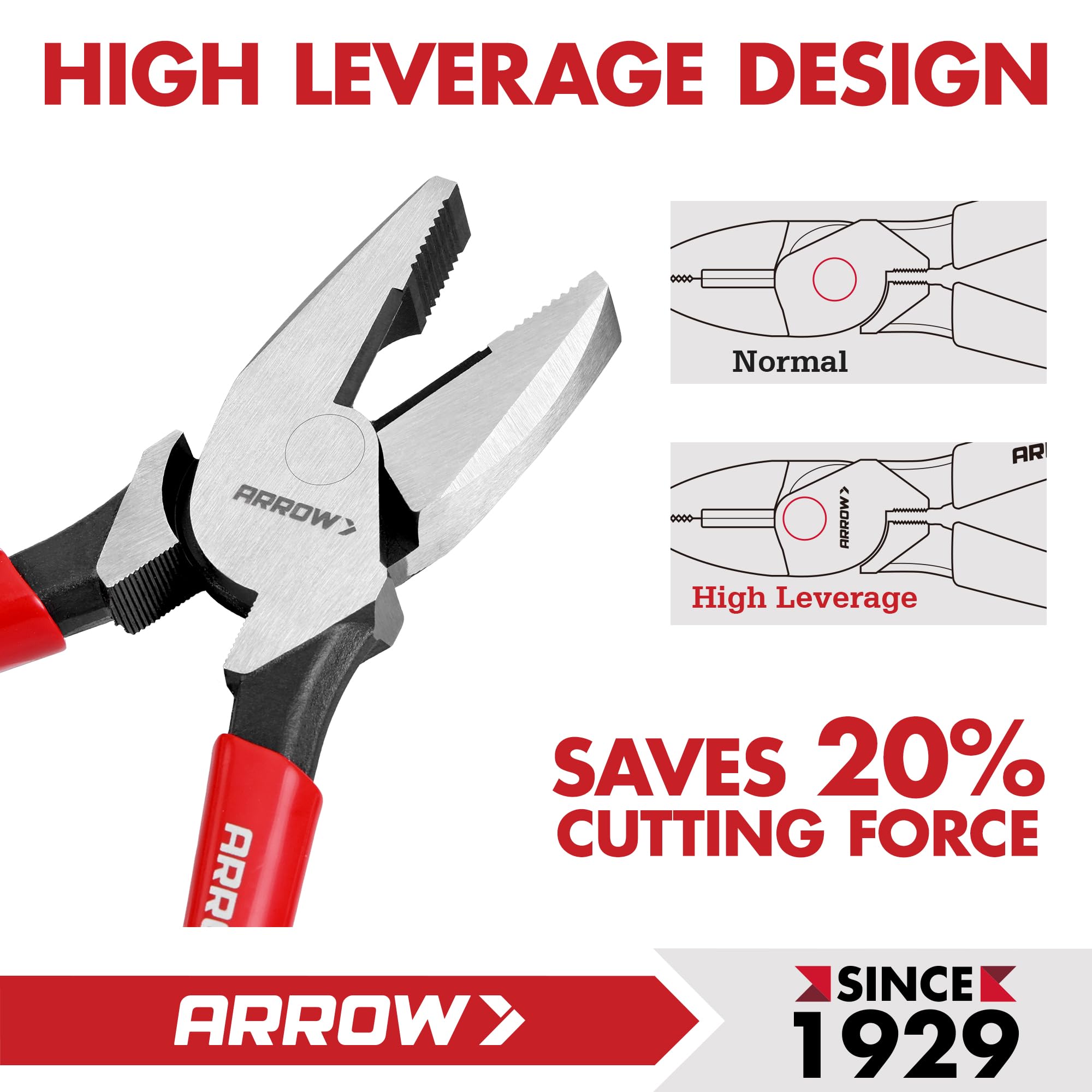 Arrow Lineman Pliers - High Leverage Side Cutters -6