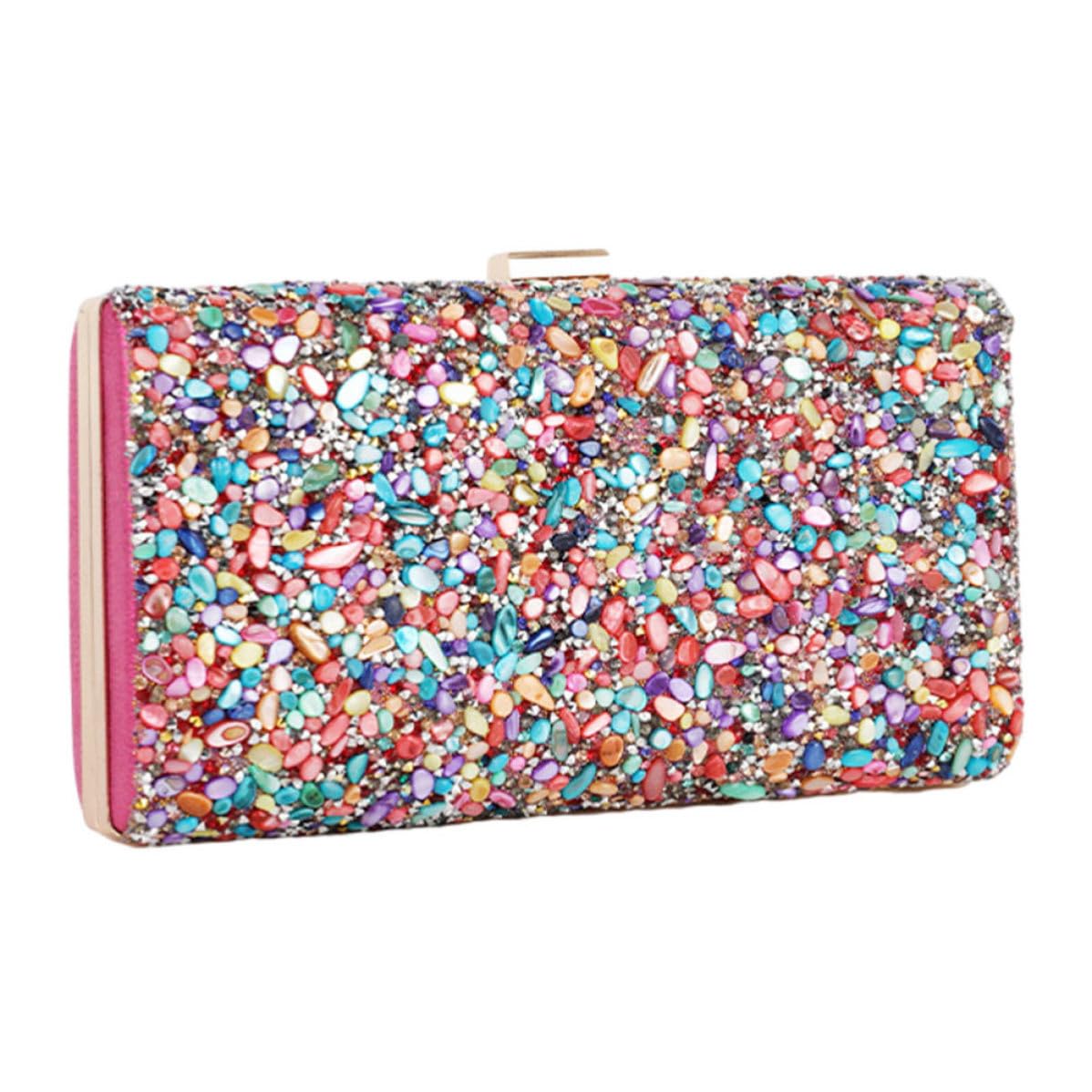 SEWACC Bolso de Noche Colorido de Pu, Cartera Elegante para Banquete