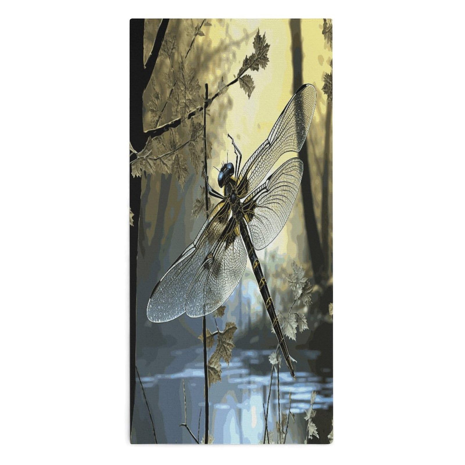 Fodpand Style Dragonflies Microfiber Towels, Decorative Bath Towel Soft & Lightweight, Hand Towels Multipurpose Use For Bathroom, Pool, Gym, Spa, And Hotel Use