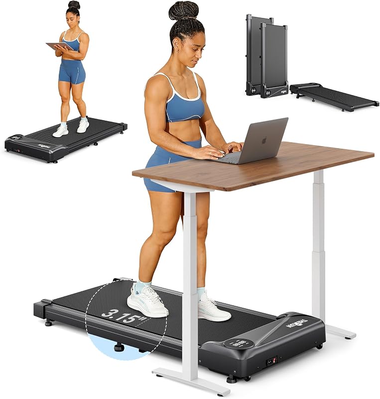 THERUN Walking Pad Treadmill, Portable Mini Treadmill for Home/Office, with 2.5HP Brushless Core and 265LBS Weight Capacity Remote Control, LED Display