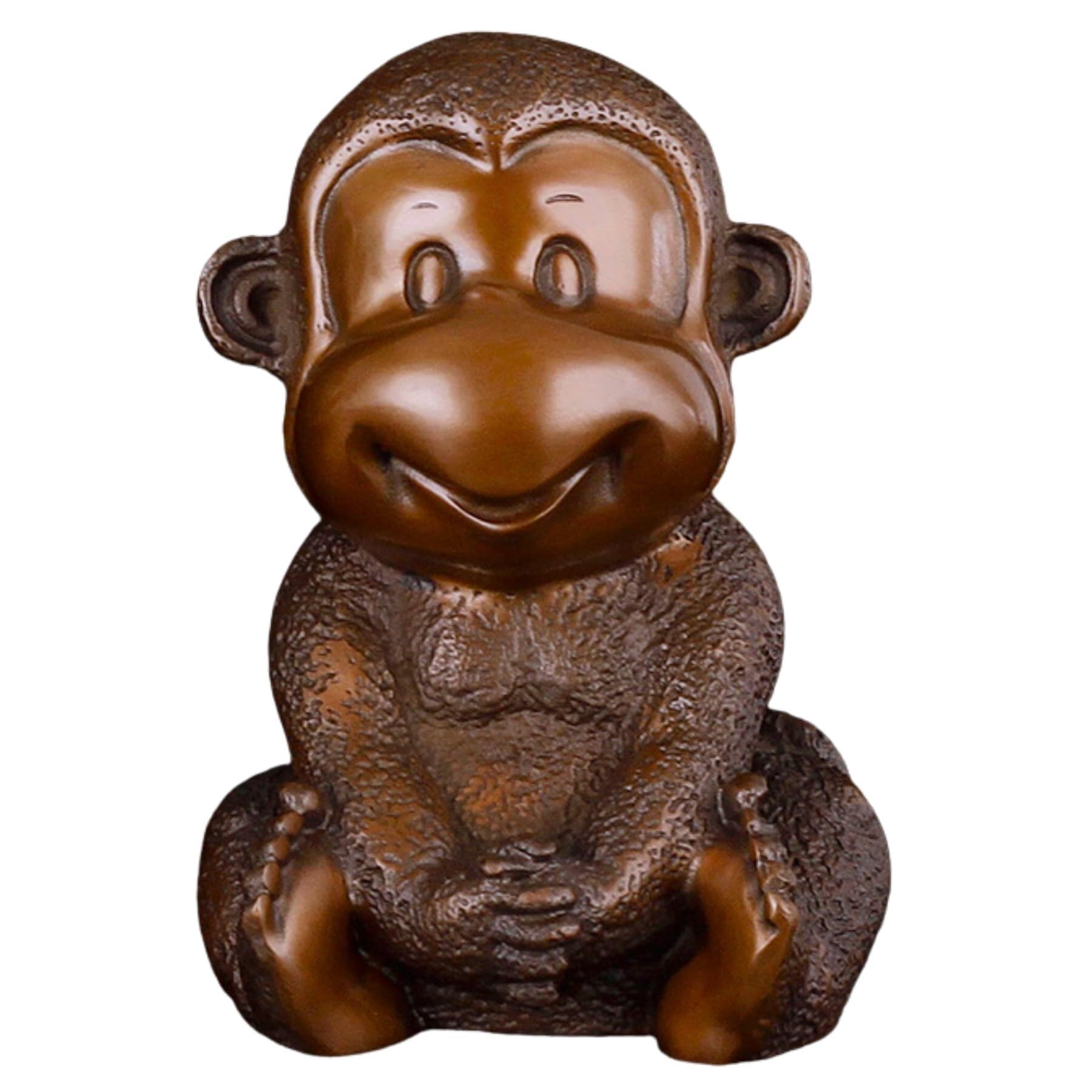 Zestaw rzeźby z brązu cztery mądre małpy – 'Hear No Evil, See No Evil, Speak No Evil' figurki artystyczne z litego mosiądzu, ręcznie robione mini posągi zwierząt